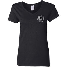 Load image into Gallery viewer, Biker Sisterhood VIP Club Double Round Logo V-Neck Tee