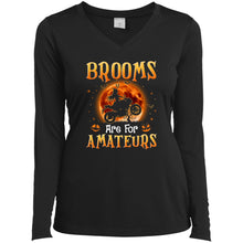 Load image into Gallery viewer, "Brooms Are For Amateurs" - Ladies’ Long Sleeve V-Neck Tee- Sport Bike Edition