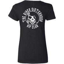 Load image into Gallery viewer, Biker Sisterhood VIP Club Double Round Logo V-Neck Tee