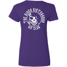 Load image into Gallery viewer, Biker Sisterhood VIP Club Double Round Logo V-Neck Tee