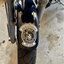 Load image into Gallery viewer, Biker Sisterhood VIP Club Decal on a fender