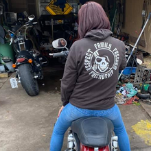 Load image into Gallery viewer, Biker Sisterhood VIP Club Patch Zippered Hoodie Jacket (Logos Front &amp; Back)