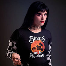 Load image into Gallery viewer, Brooms Are For Amateurs! Ladies' Fit Halloween Tee
